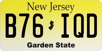 NJ license plate B76IQD