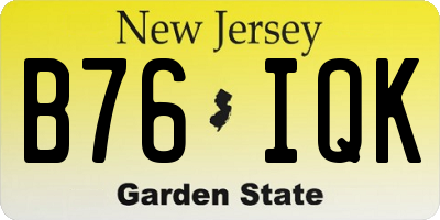 NJ license plate B76IQK