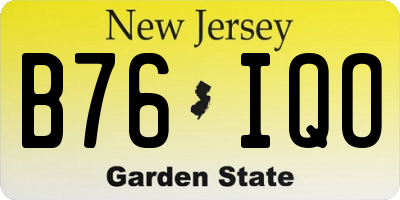 NJ license plate B76IQO