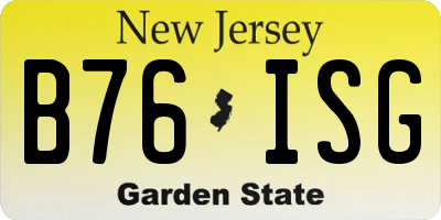NJ license plate B76ISG