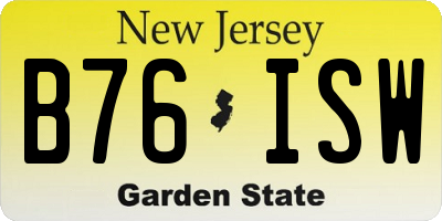 NJ license plate B76ISW