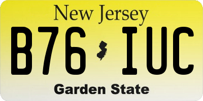 NJ license plate B76IUC