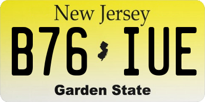 NJ license plate B76IUE