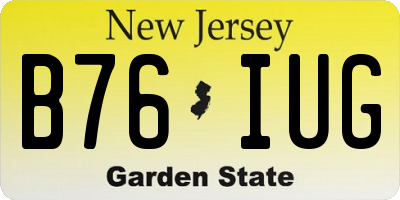 NJ license plate B76IUG