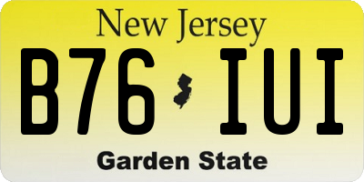 NJ license plate B76IUI