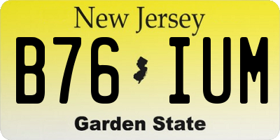 NJ license plate B76IUM