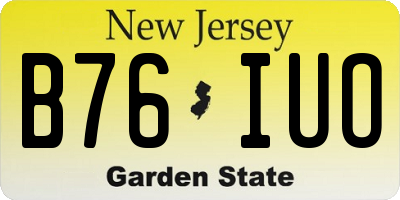 NJ license plate B76IUO