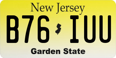 NJ license plate B76IUU