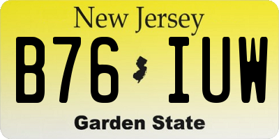 NJ license plate B76IUW