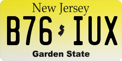 NJ license plate B76IUX