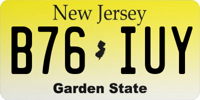 NJ license plate B76IUY