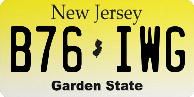 NJ license plate B76IWG