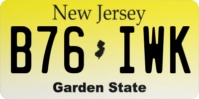 NJ license plate B76IWK