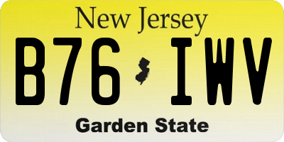 NJ license plate B76IWV