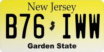 NJ license plate B76IWW