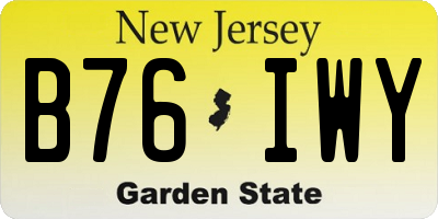 NJ license plate B76IWY