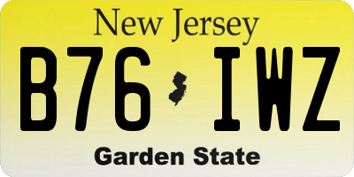 NJ license plate B76IWZ