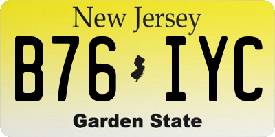 NJ license plate B76IYC