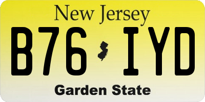 NJ license plate B76IYD