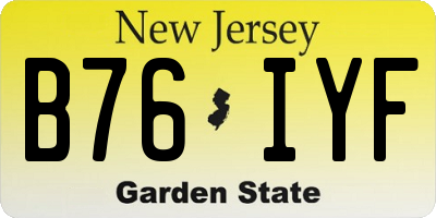 NJ license plate B76IYF