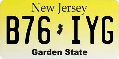NJ license plate B76IYG