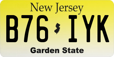 NJ license plate B76IYK