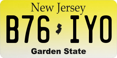 NJ license plate B76IYO