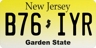 NJ license plate B76IYR