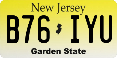 NJ license plate B76IYU