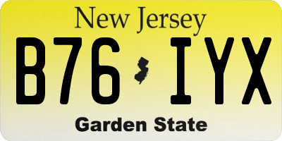 NJ license plate B76IYX