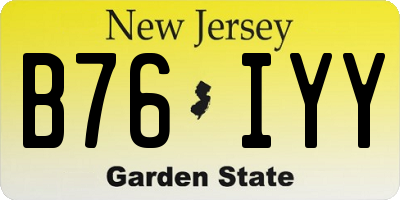 NJ license plate B76IYY