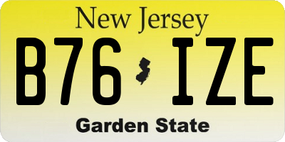 NJ license plate B76IZE