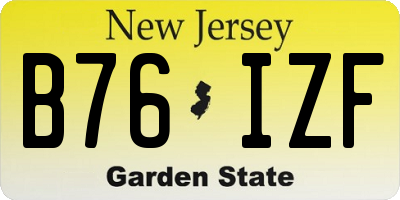 NJ license plate B76IZF