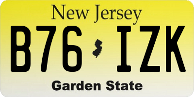NJ license plate B76IZK