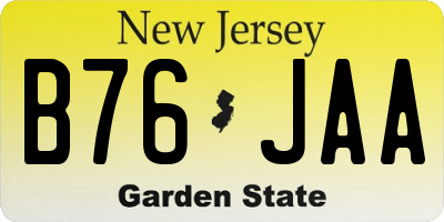 NJ license plate B76JAA