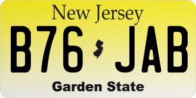 NJ license plate B76JAB