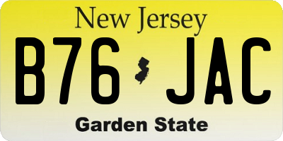NJ license plate B76JAC