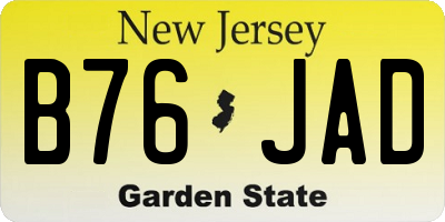 NJ license plate B76JAD