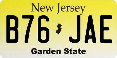 NJ license plate B76JAE