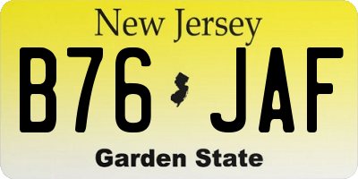 NJ license plate B76JAF