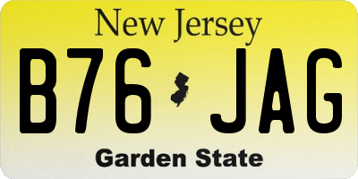 NJ license plate B76JAG