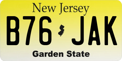 NJ license plate B76JAK