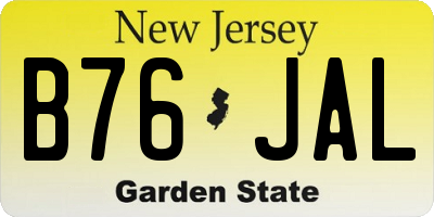 NJ license plate B76JAL