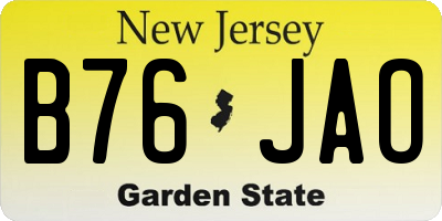 NJ license plate B76JAO
