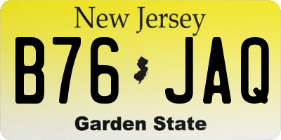 NJ license plate B76JAQ