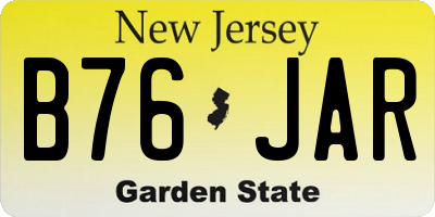 NJ license plate B76JAR