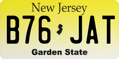 NJ license plate B76JAT