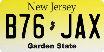 NJ license plate B76JAX