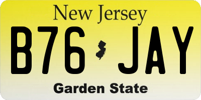 NJ license plate B76JAY