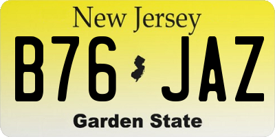 NJ license plate B76JAZ
